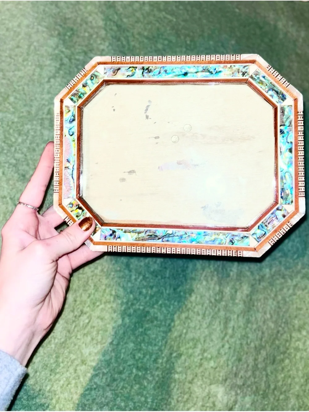 Vtg 1980s Handmade Egyptian Inlaid Paua & Abalone Shell Picture Frame